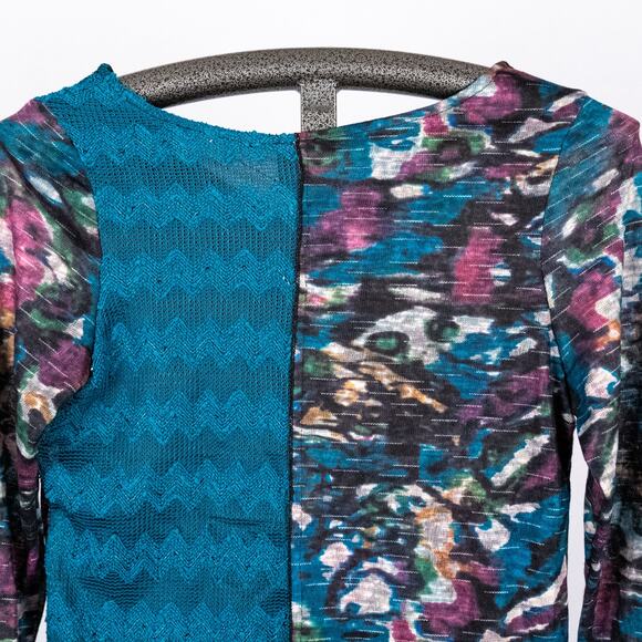 Mixed Media Colorful Art to Wear Top Women's Size SMALL Boho Abstract Patchwork - Picture 7 of 8